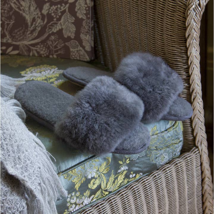 Alpaca Fur Slides - Steel for wholesale by Samantha Holmes Alpaca Clothing and Gifts