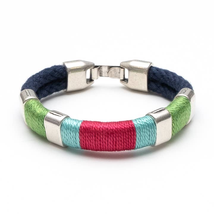 Newbury - Navy/Green/Turquoise/Pink/Silver - Rope Bracelet for wholesale by Allison Cole Jewelry