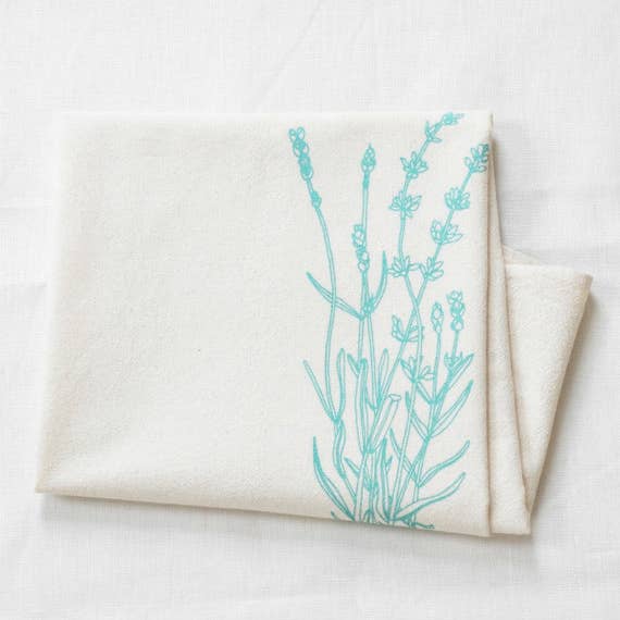 Hearth and Harrow – wholesale Tea towel – Lavender Tea Towel - Organic Cotton - Mint Green - Plants1