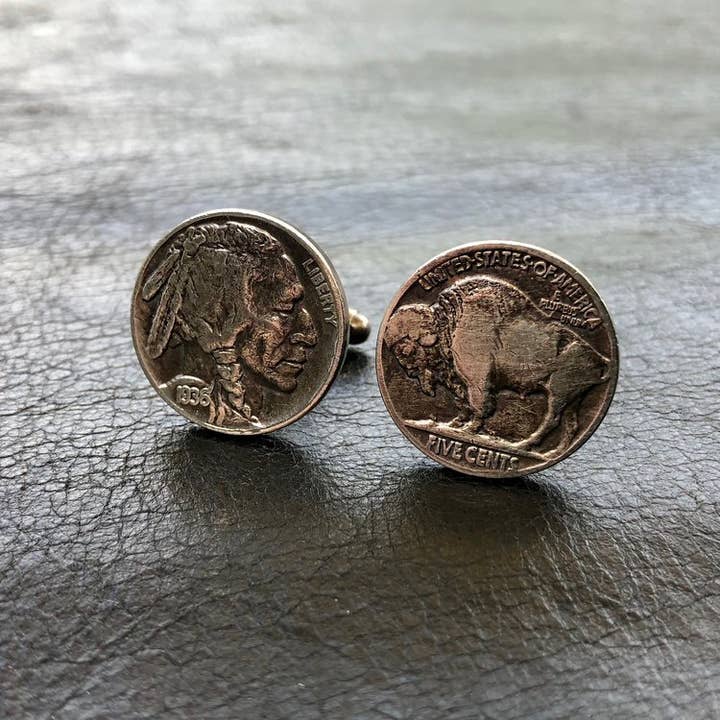 Buffalo Nickel Cuff Links, Indian Head Nickel Coin Cufflinks for wholesale by ASTALI