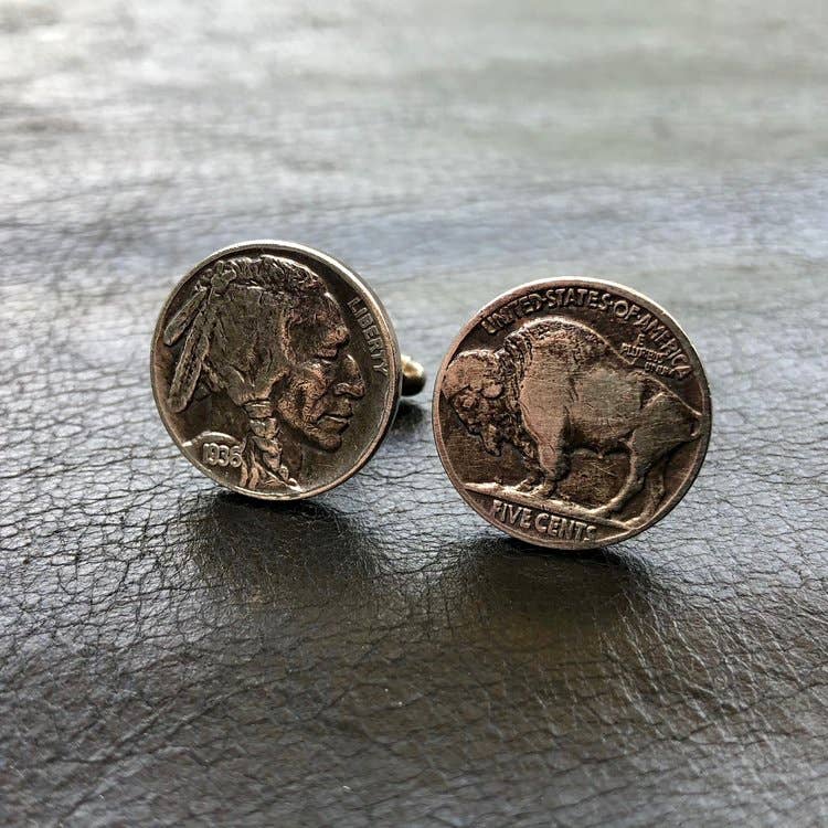ASTALI – wholesale Cufflinks – Buffalo Nickel Cuff Links, Indian Head Nickel Coin Cufflinks