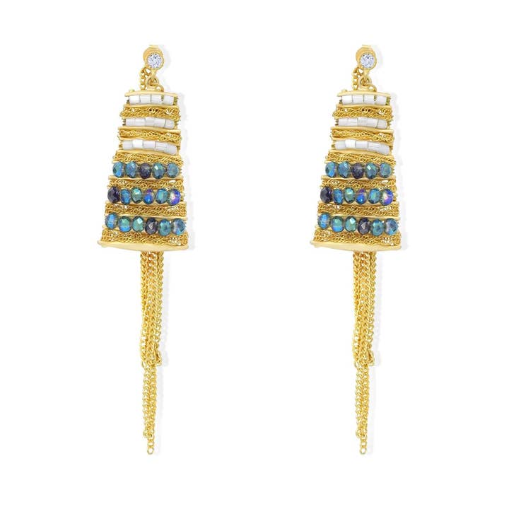 Zircon asfalterade gyllene tofs droppar för wholesale av Cupidstone Accessories