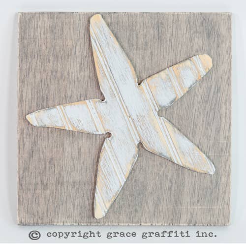 Sea Star Wooden Wall Art for wholesale by Grace Graffiti
