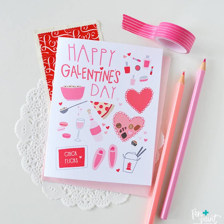Pen & Paint - Wholesale Valentine's Day Card - Happy Galentine's Day Girls Night Card, Valentine1