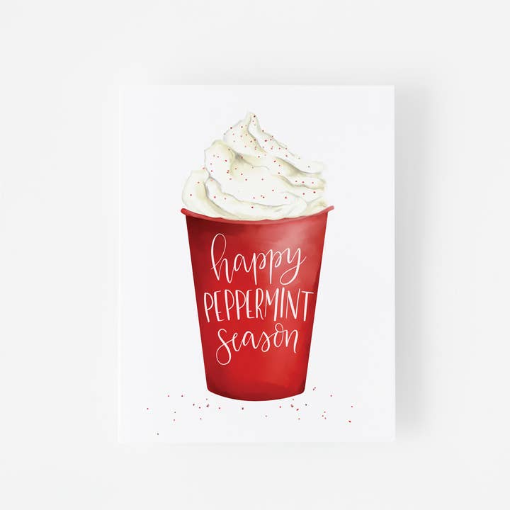 Fresh Cut Prints LLC - Wholesale Christmas Card - Peppermint Latte Coffee Lover Blank Christmas Greeting Card2