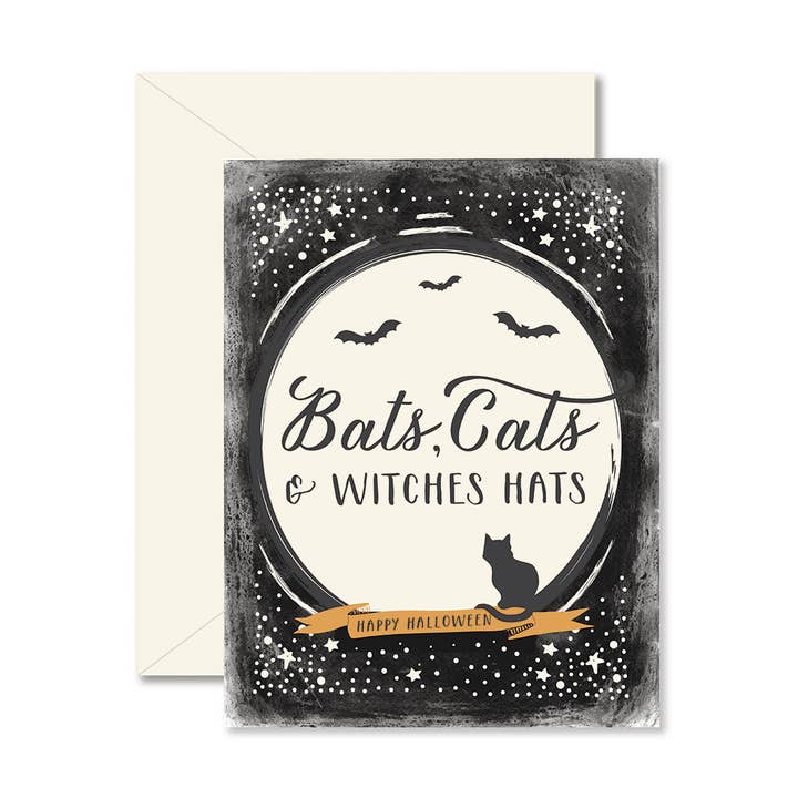 Ginger P. Designs - Wholesale Halloween Card - Bats, Cats, and Witches Hats Halloween Greeting Card0