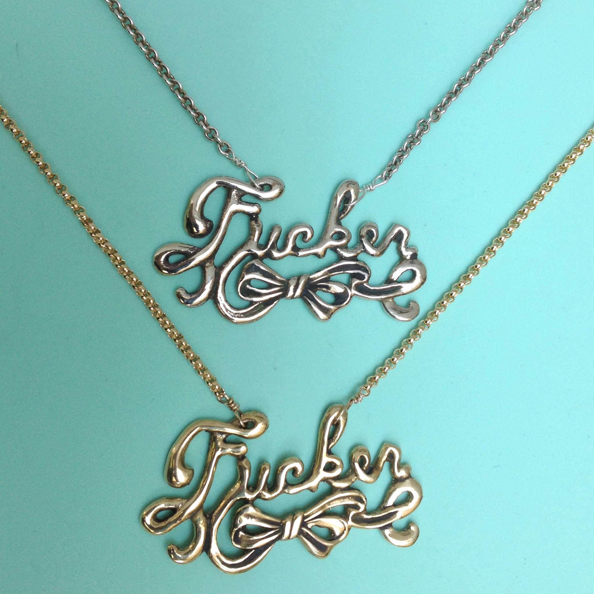 Anomaly Jewelry - Wholesale Pendant/Charm Necklace - Fucker Necklace in Script - Silver or Gold Tone2