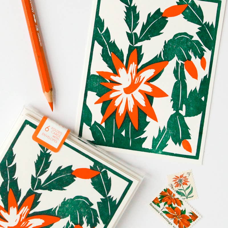 Heartell Press - Wholesale Christmas Card - Christmas Cactus Winter Holidays Card -Boxed Set of 61