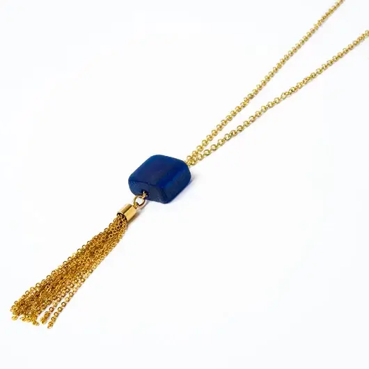 Smart Glass Recycled Jewelry - Wholesale Pendant/Charm Necklace - CUBE LONG TASSEL NECKLACE2