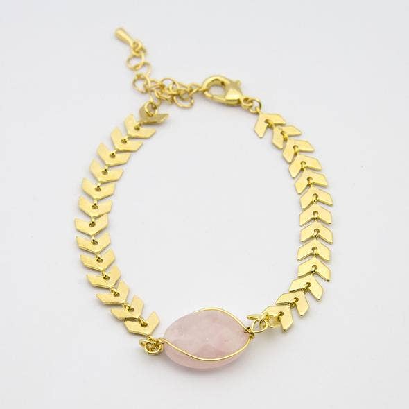 Bracciale in pietra rosa con catena dorata per la vendita all'ingrosso da parte di Mia Accessories