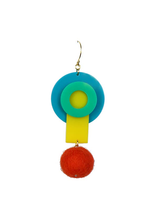 Halo with Felt Ball- Light Blue, Single Earring for wholesale by De signature Life