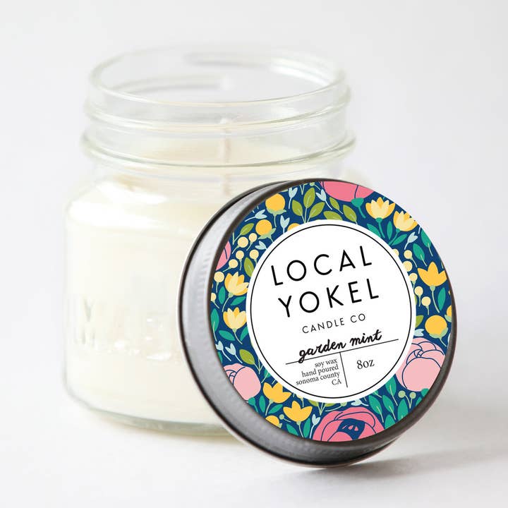 Garden Mint | Mason de 8 oz | Vela de cera de soja | para venta al por mayor de THE LOCAL YOKEL