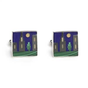Square Cityscape Inlay Cufflinks for wholesale by Great Falls Jewelry
