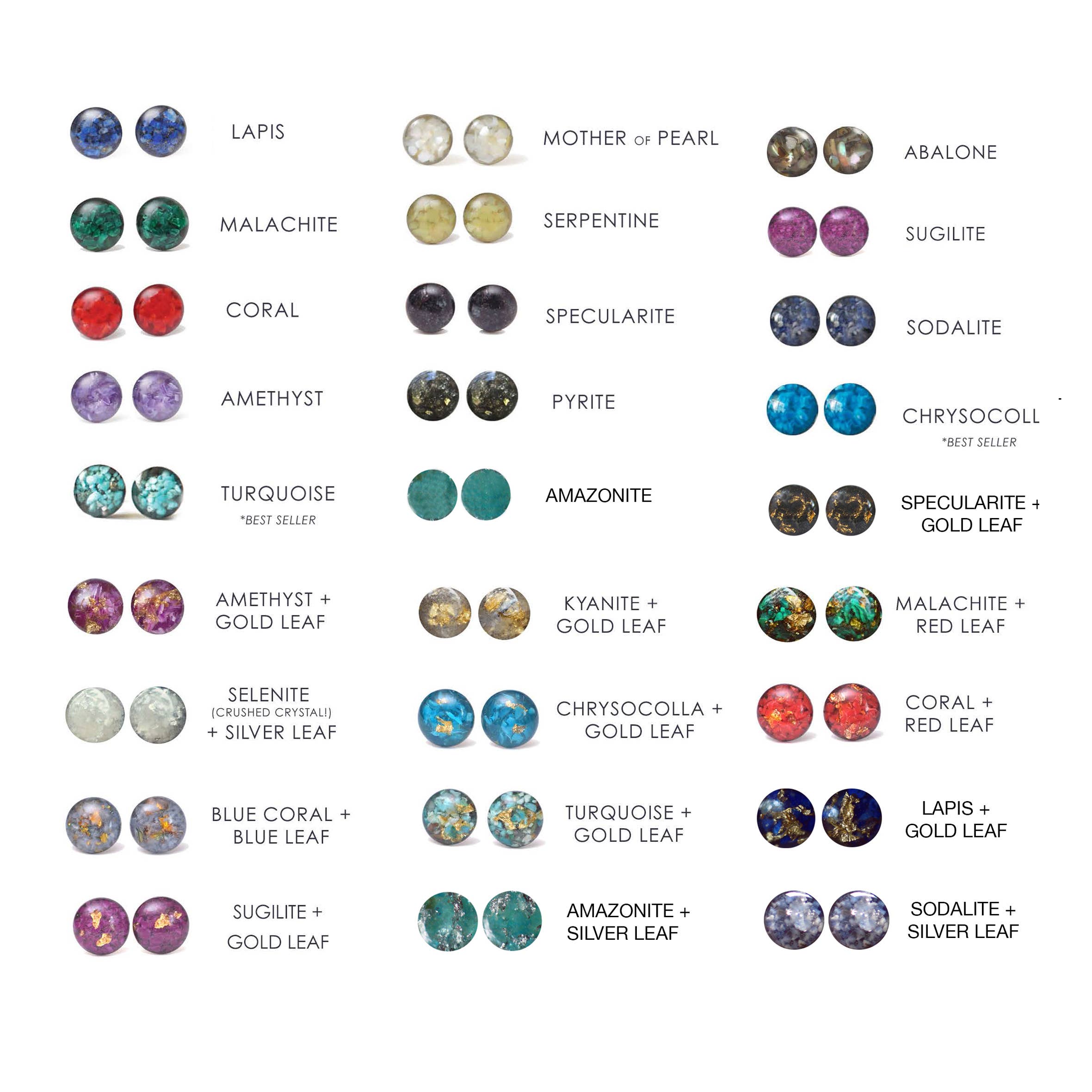 Cameoko - Vendita all'ingrosso Orecchini a bottone - Orecchino con gemma schiacciata, 8 mm3