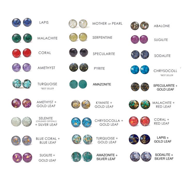 Cameoko - Vendita all'ingrosso Orecchini a bottone - Orecchino con gemma schiacciata, 8 mm3