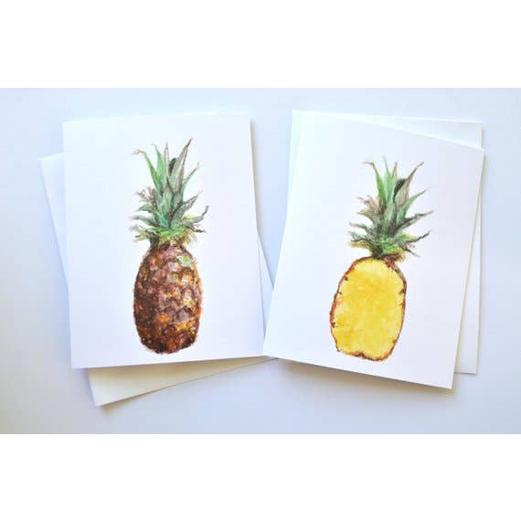 Pineapple Watercolor Notecard Set for wholesale by Rachel Alvarez Art