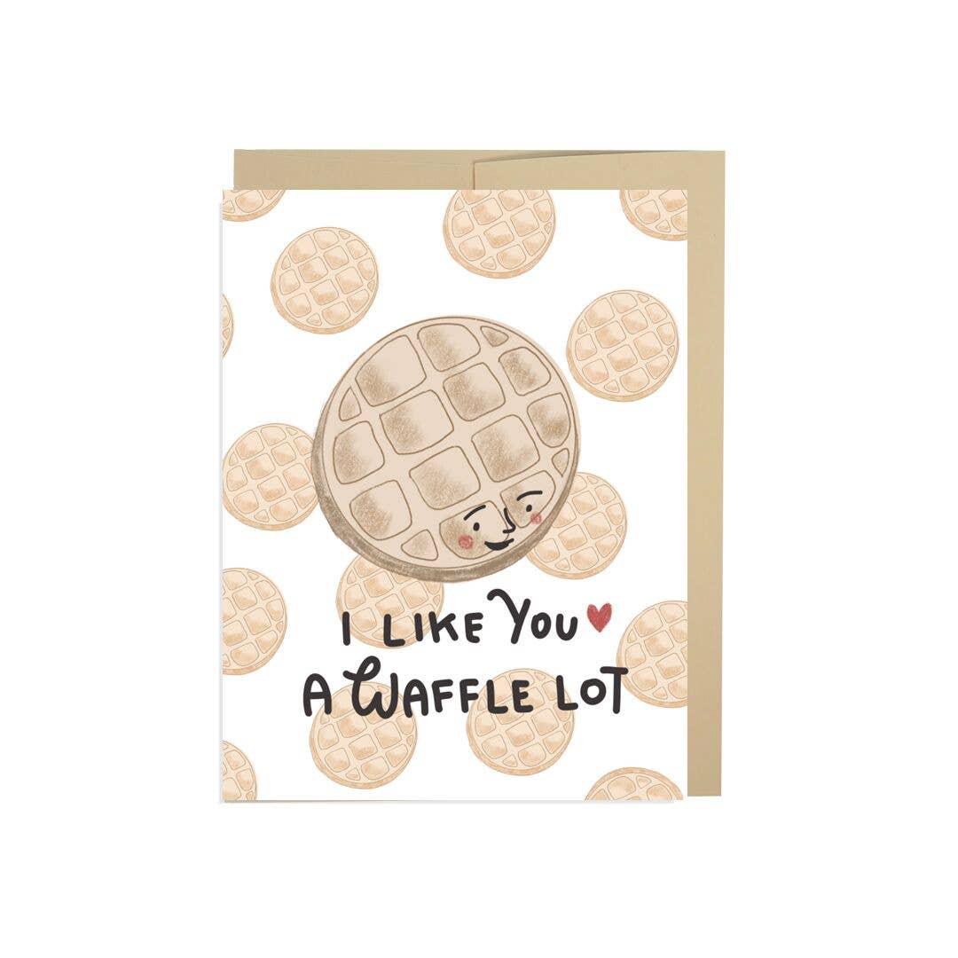 New Moon Paper Goods - Wholesale Love Card - I Like You A Waffle Lot Card