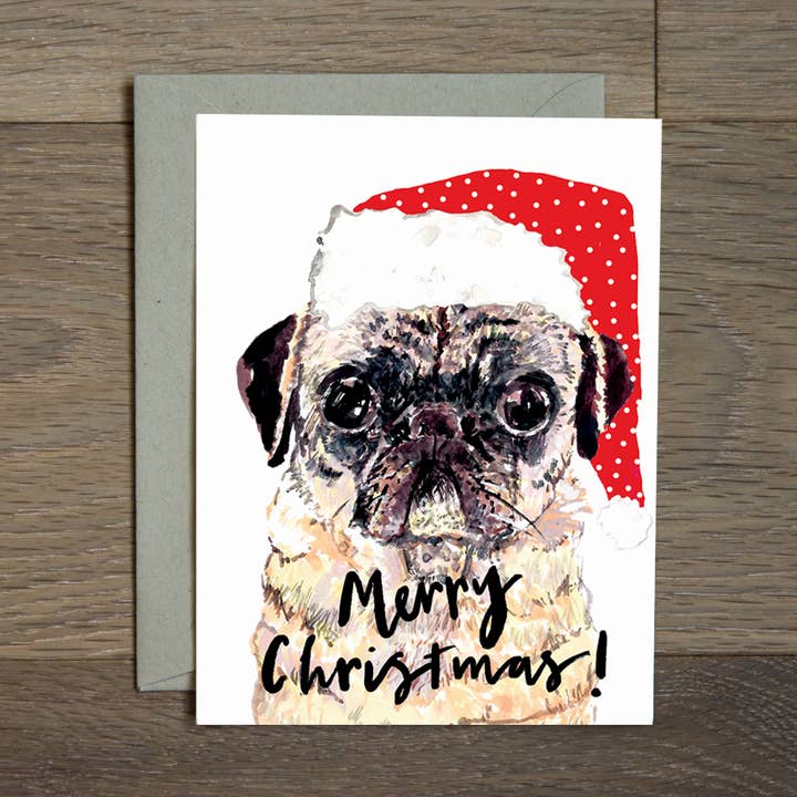 Uppsättning 6 mops Holiday kort för wholesale av The Stationery Bakery