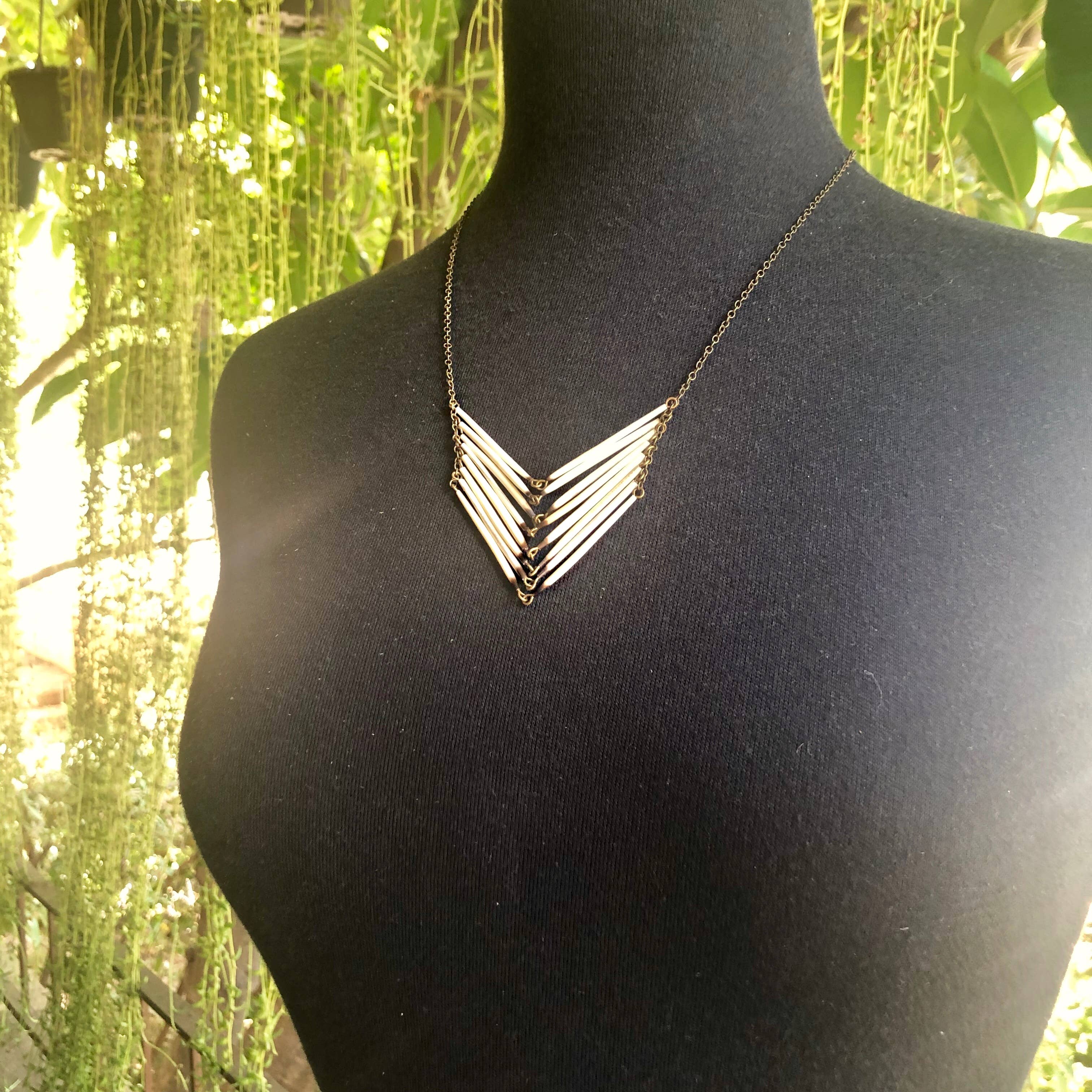 ASTALI - Wholesale Pendant/Charm Necklace - Porcupine Quill Chevron Necklace, Black/Brown & Ivory/White1