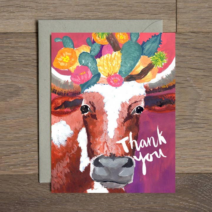 Longhorn kaktusar tack för wholesale av The Stationery Bakery