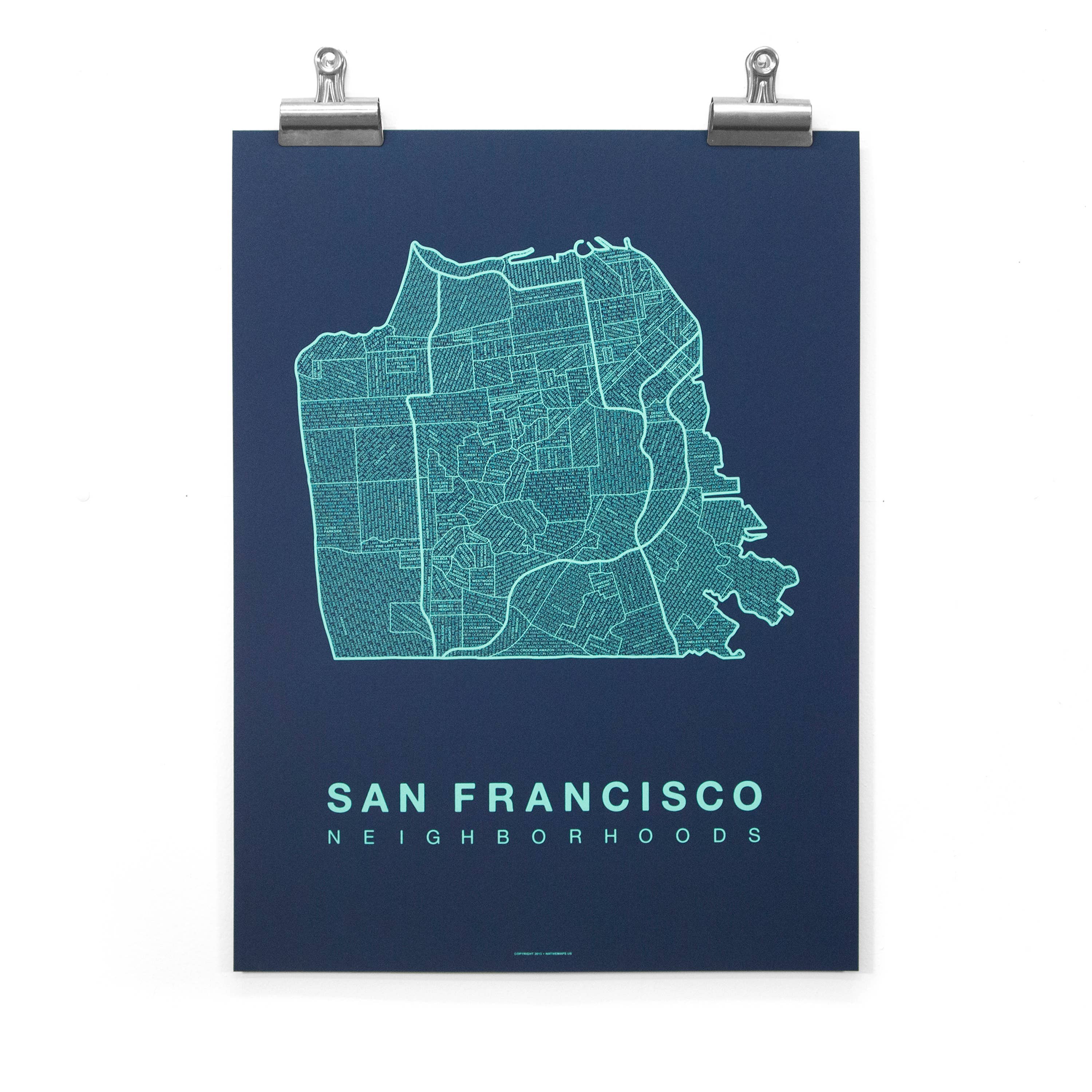 Native Maps - Wholesale Poster - San Francisco, CA Neighborhood City Map Poster5