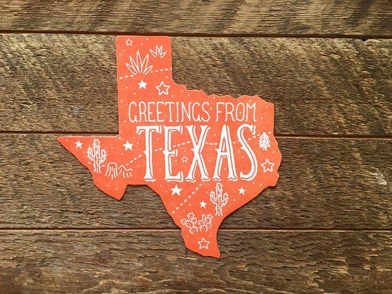Noteworthy Paper & Press - Wholesale Postcard - Texas State Postcard1