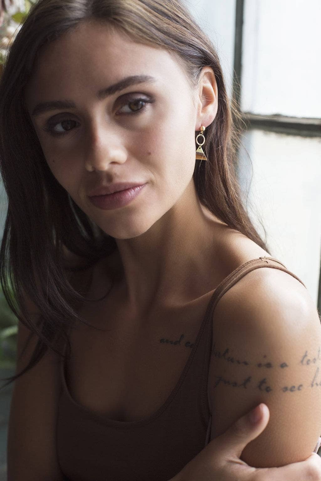 Permanent Baggage - Wholesale Dangle Earrings - Short Leather and Brass Dangle Earrings - Mountain Inspired1