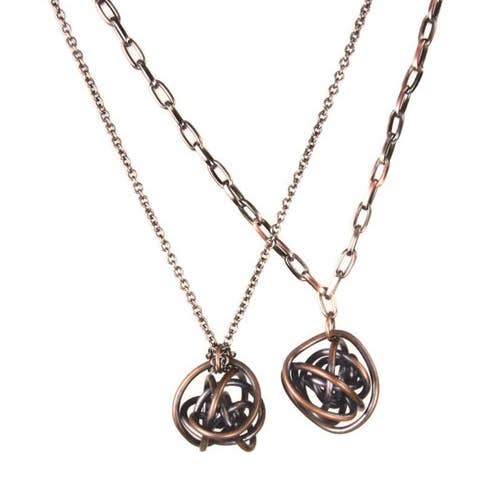 Scribbles Long Copper Wire Ball Necklace for wholesale by Tactile Melodies