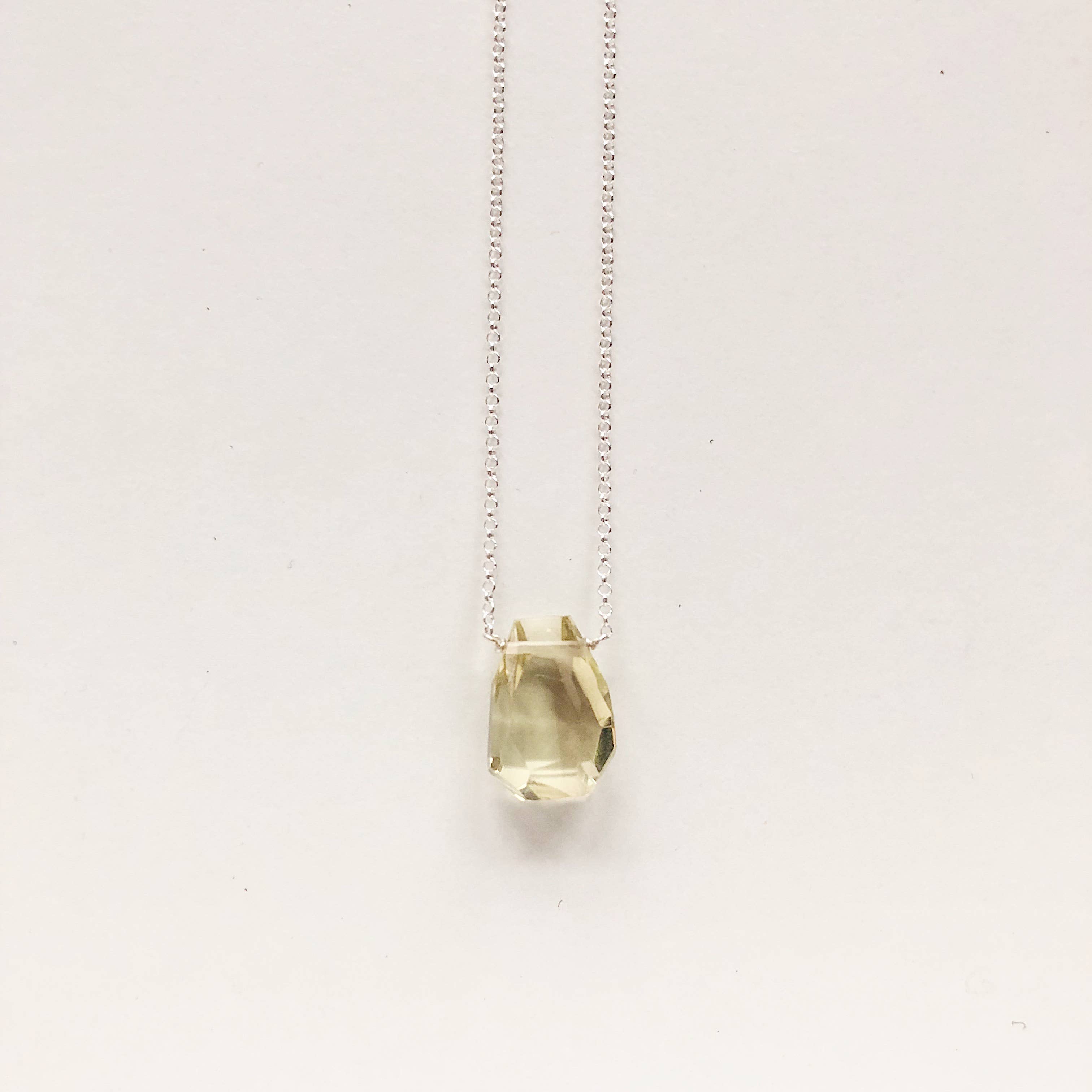 Third & Co. Studio - Wholesale Pendant/Charm Necklace - Hand-cut Faceted Lemon Topaz Teardrop Necklace7