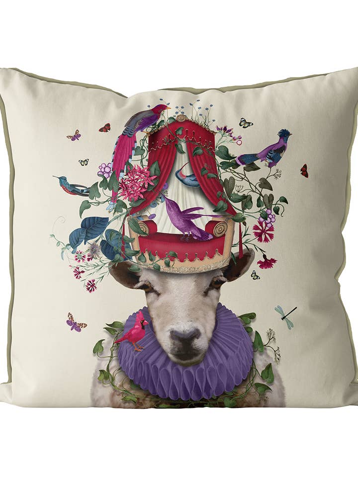 Sheep, Birdkeeper Throw Pillow or Outdoor Cushion for wholesale by FabFunky Ltd