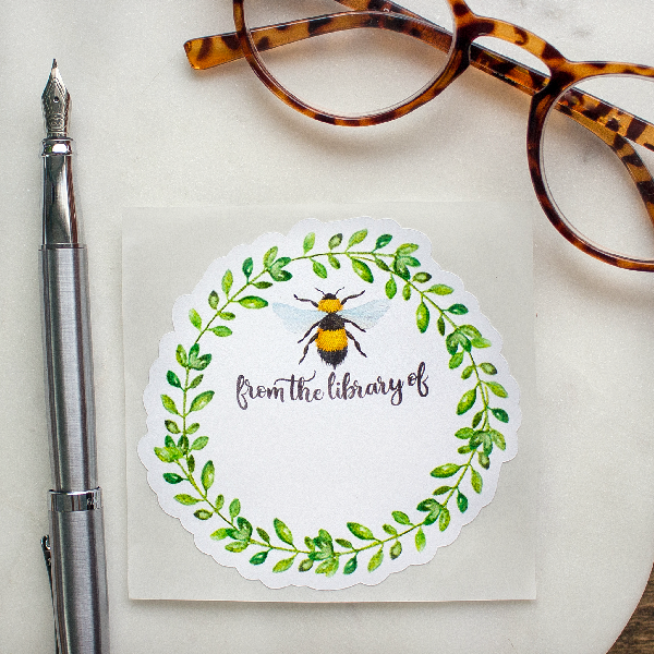 Sunshine and Ravioli - Wholesale Book Plate - Bumblebee Wreath Bookplate Stickers3
