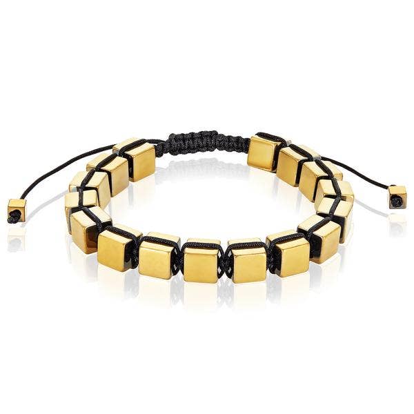 West Coast Jewelry – wholesale Beaded bracelet – Large Hematite Cube Stone Adjustable Bracelet - 8mm