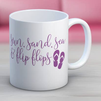 Sun Sand Sea Flip Flops Coffee Mug for wholesale by Quotable Life