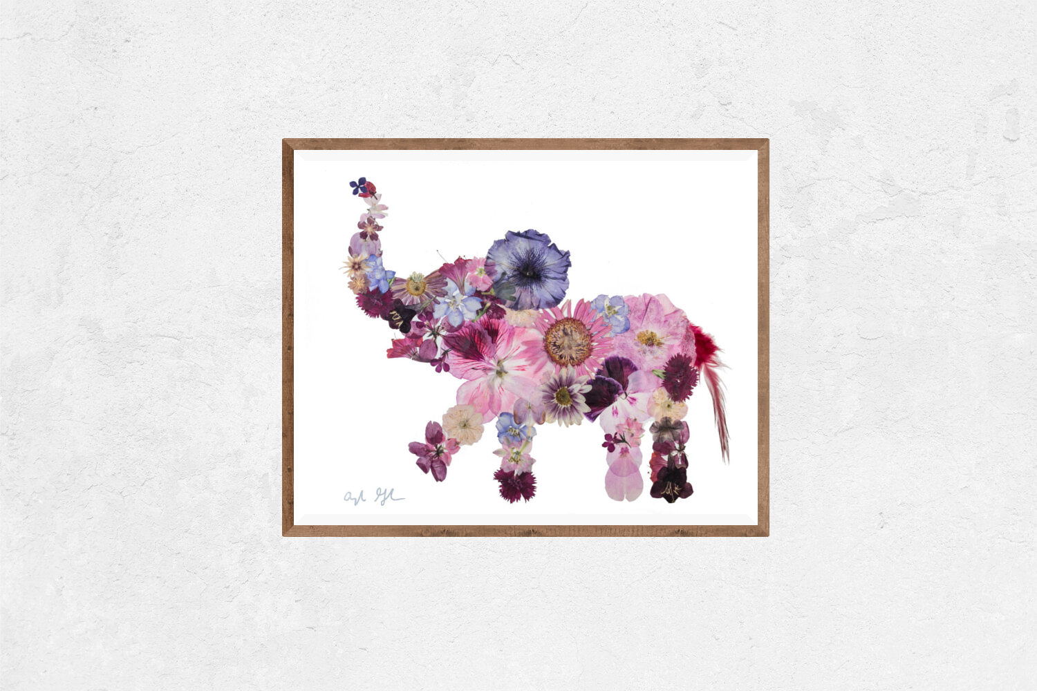 Oxeye Floral Co. - Wholesale Art Print - "Evelyn" Elephant Print | Pressed Flower Art1