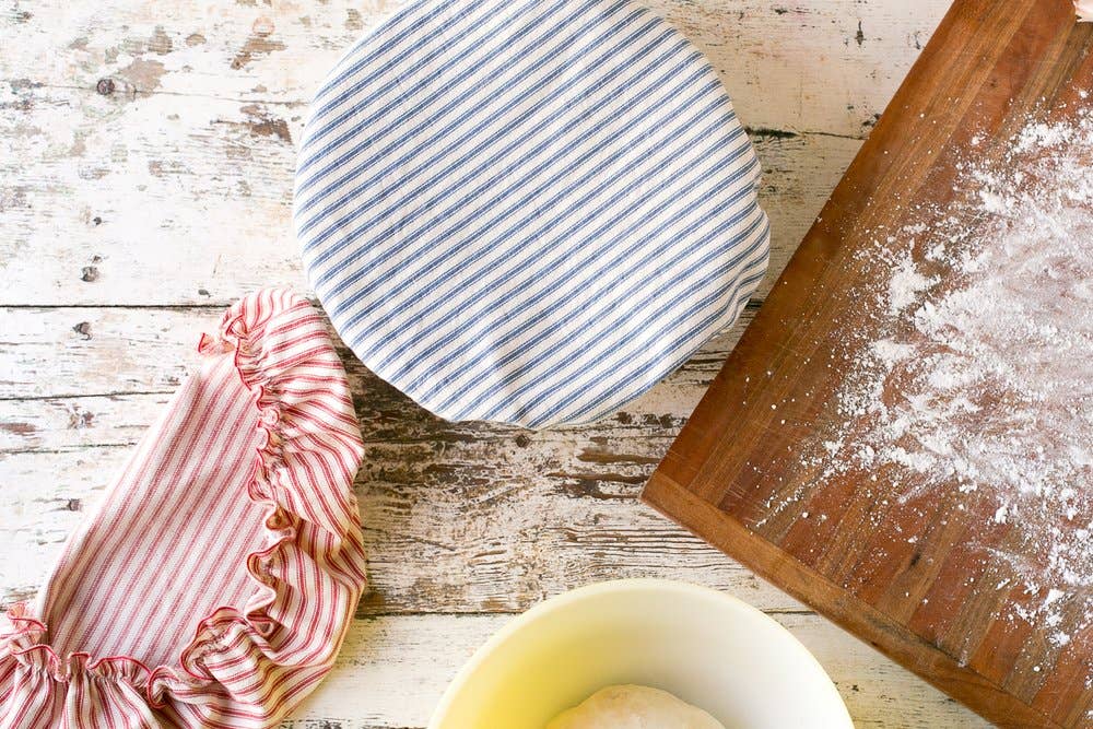 Dot and Army - Vendita all'ingrosso Involucro/sacchetto per alimenti - Copertura riutilizzabile per ciotola a righe ticking, extra large2