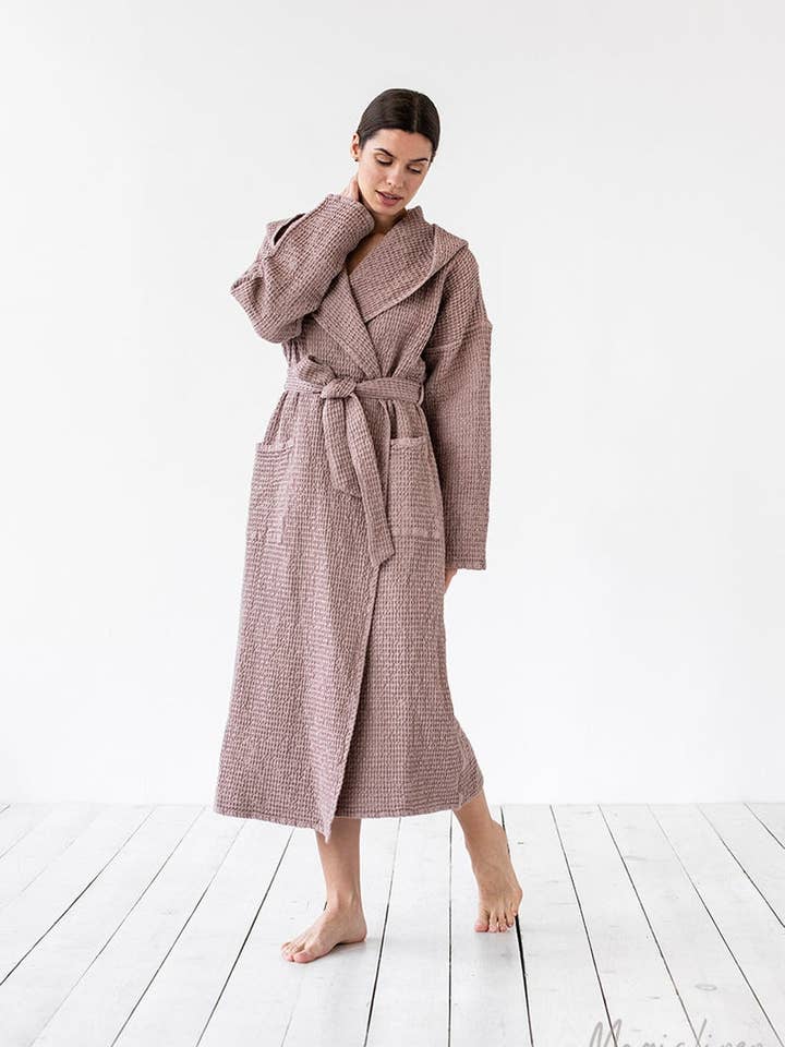 MagicLinen (We handle U.S. import procedures for you) - Wholesale Robe – Women's - Womens waffle linen robe in various colors