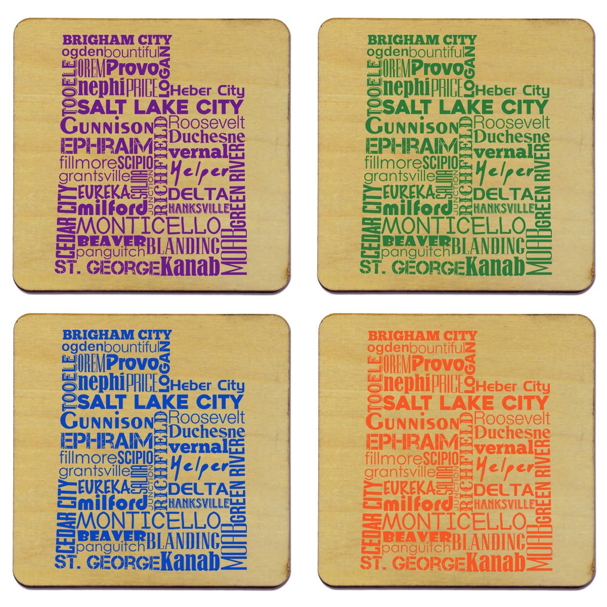 Torched Products - Wholesale Coasters - State Typography Coaster- Set of 445