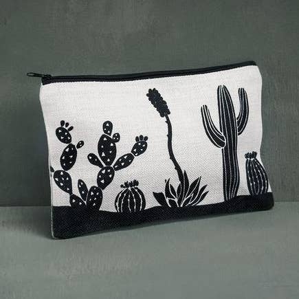 Desert Landscape Black and White Linen Makeup Bag, Christmas for wholesale by AURE