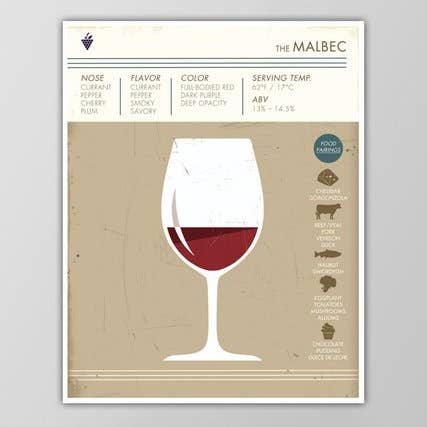 Impression sur le vin de Malbec 8 po x 10 po pour la vente par The National Anthem