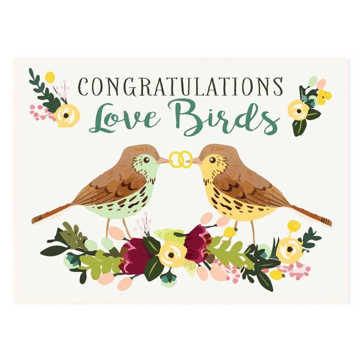 Congratulations Love Birds Greeting Card for wholesale by Potluck Press