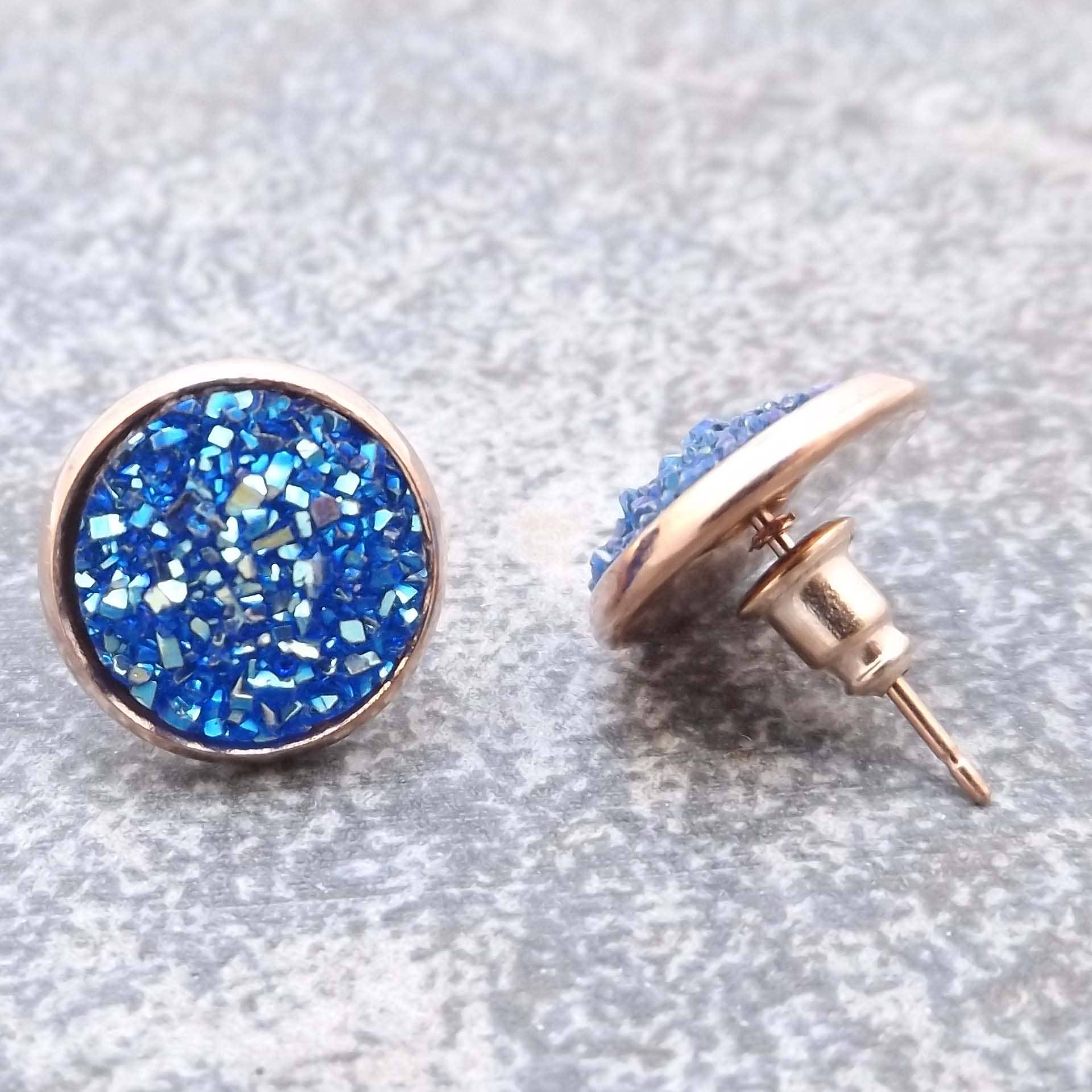 Felicity Jewelry Designs - Wholesale Stud/Post Earrings - Bijoux Too - Resin Druzy and Rose Gold Earrings1