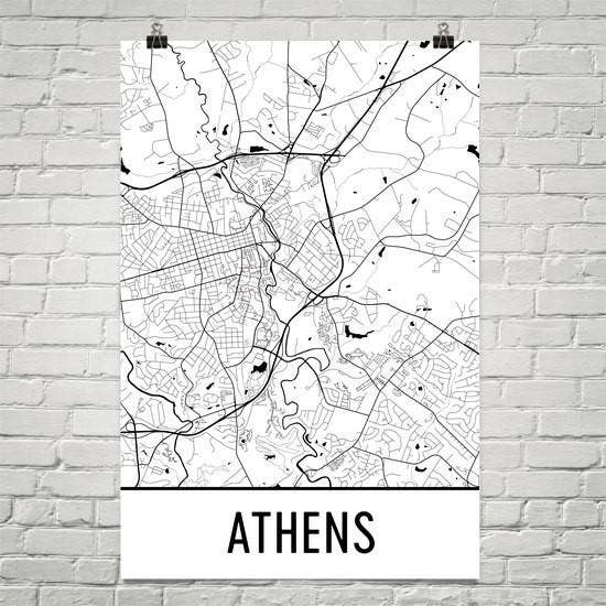 Modern Map Art - Wholesale Poster - Athens Street Map Poster 12" x 18"0