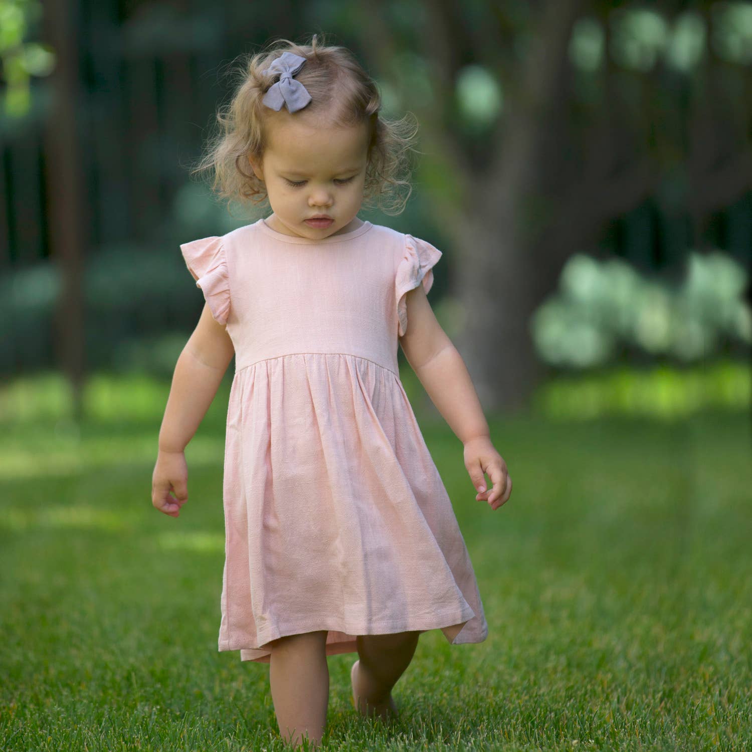 Carken Design – Großhandel Kleid – Kinder – Rosa Leinen-Kleid2