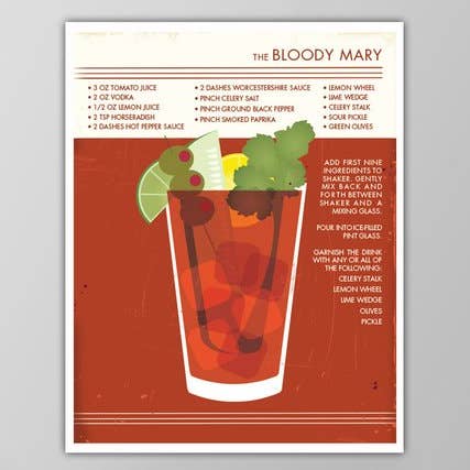 Impression de cocktail Bloody Mary 11 po x 14 po pour la vente par The National Anthem