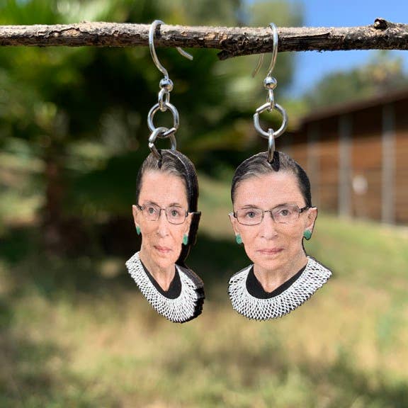 Ruth Bader Ginsburg (RBG) Earrings for wholesale by Green Tree Jewelry