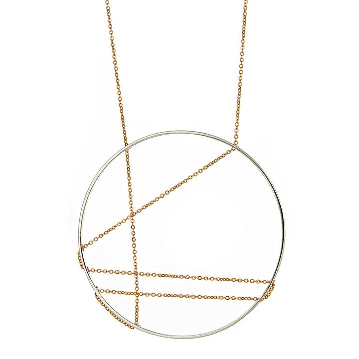 Collier Mondrian en argent et chaîne en or pour la vente par Vanessa Gade : Metal + Design