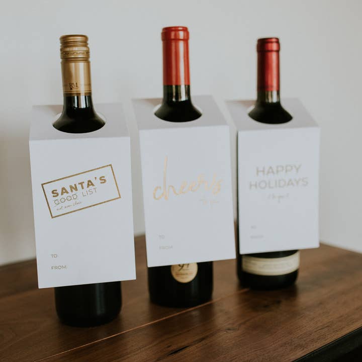 Wrinkle & Crease Paper Products – Cartão de presente por atacado – Etiqueta de garrafa de vinho - pacote misto dourado