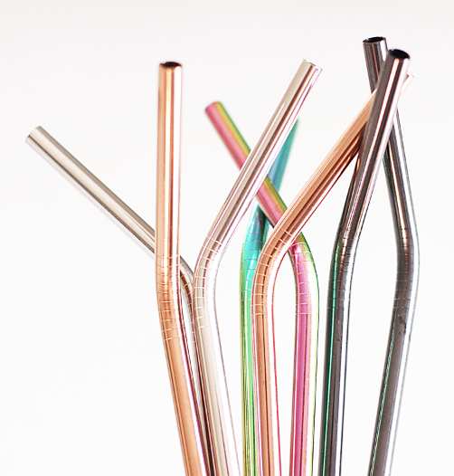 Last Straw - Wholesale Drinking Straw - Rose Gold Stainless Steel Metal Straw Set2