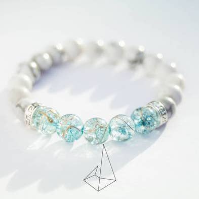 Foxfire Stones - Wholesale Beaded Bracelet - Clear Stretch String - Frozen Waters / Cracked Blue Quartz Bracelet0