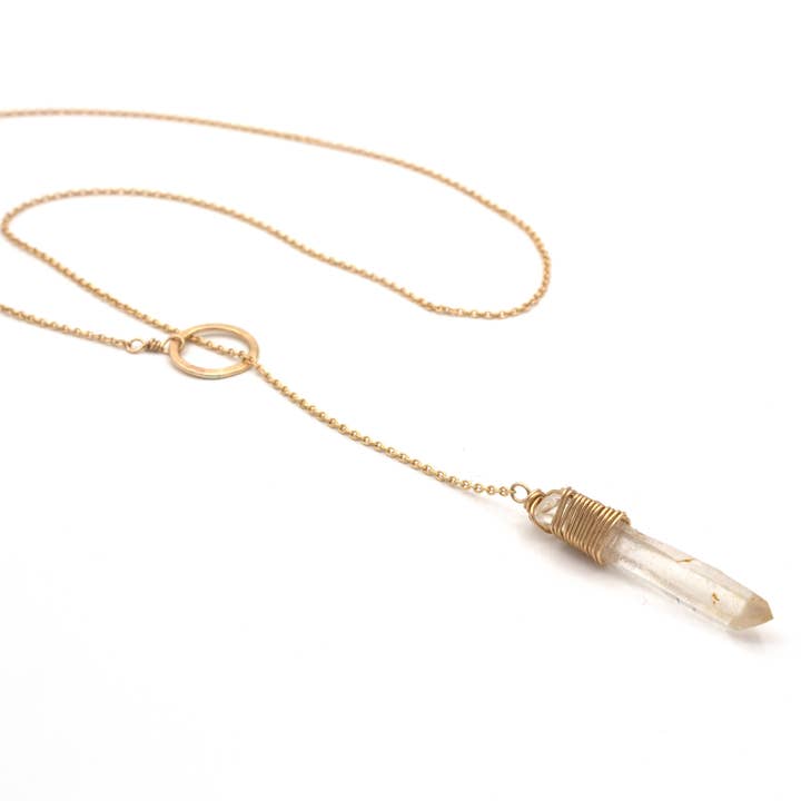 Crystal and Gold - Wholesale Pendant/Charm Necklace - Lemurian Quartz Pendulum Necklace 14k Gold Filled1